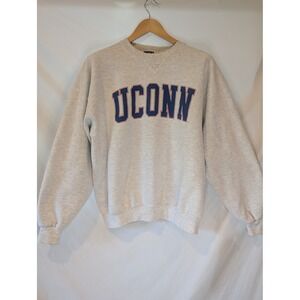 Vintage UConn Huskies Crewneck Sweatshirt Heather Gray University Connecticut L